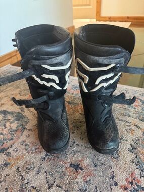 Fox Kids Black Boots with White Accents
